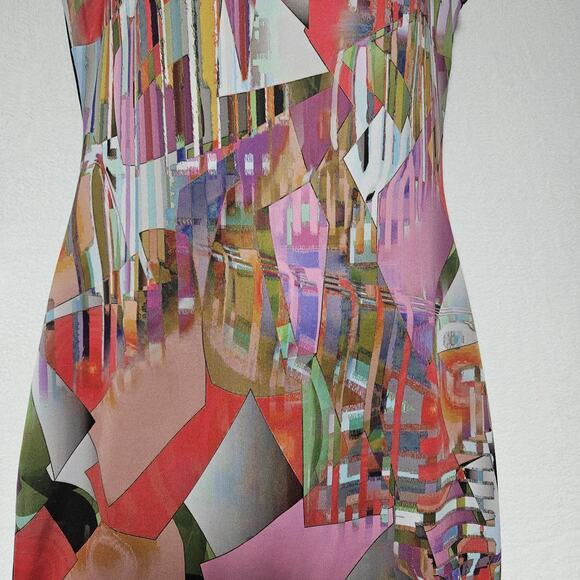 Joseph Ribkoff Womens US SZ 8 Sheath Dress Midi Length Stained Glass Quiet Money - Picture 5 of 8